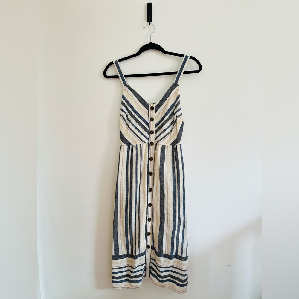 Striped button front midi dress - WORN ONCE